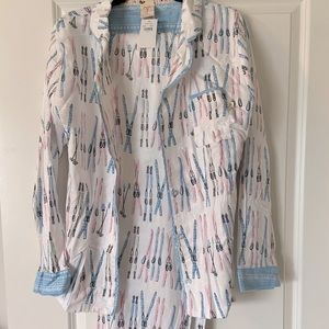 Flannel Long Sleeve/Pant Ski Print Pajamas